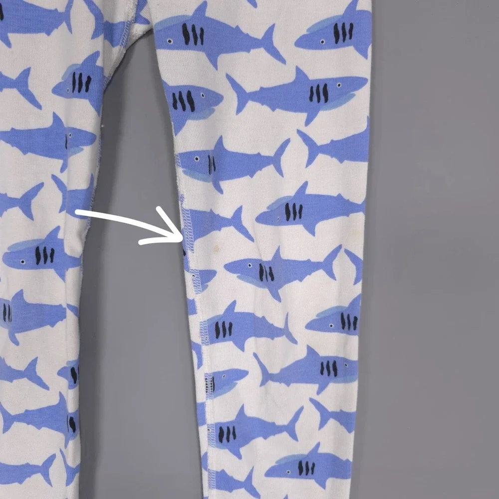 HANNA ANDERSSON 100% Organic Cotton Shark Pajama 8‎ Set Kids White & Blue